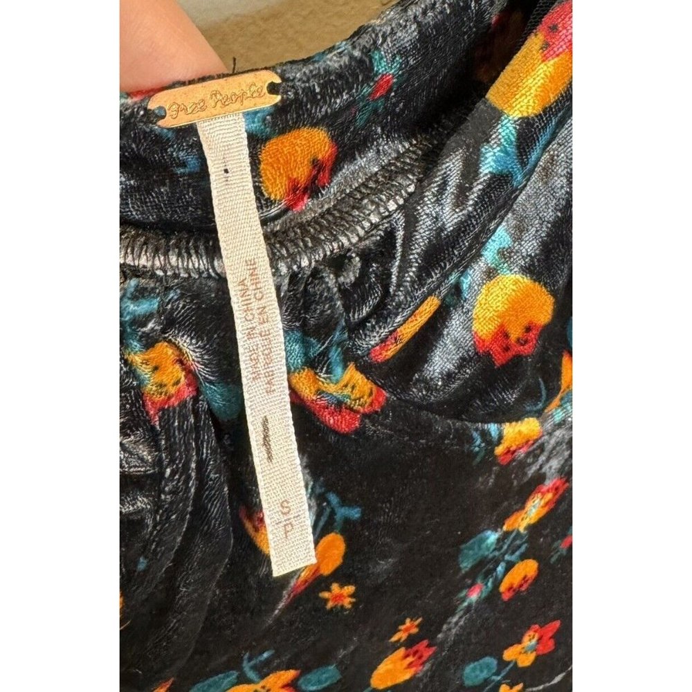 Free People Regina Floral Velvet Bustier Dress Small Long Sleeve - Picture 7 of 10